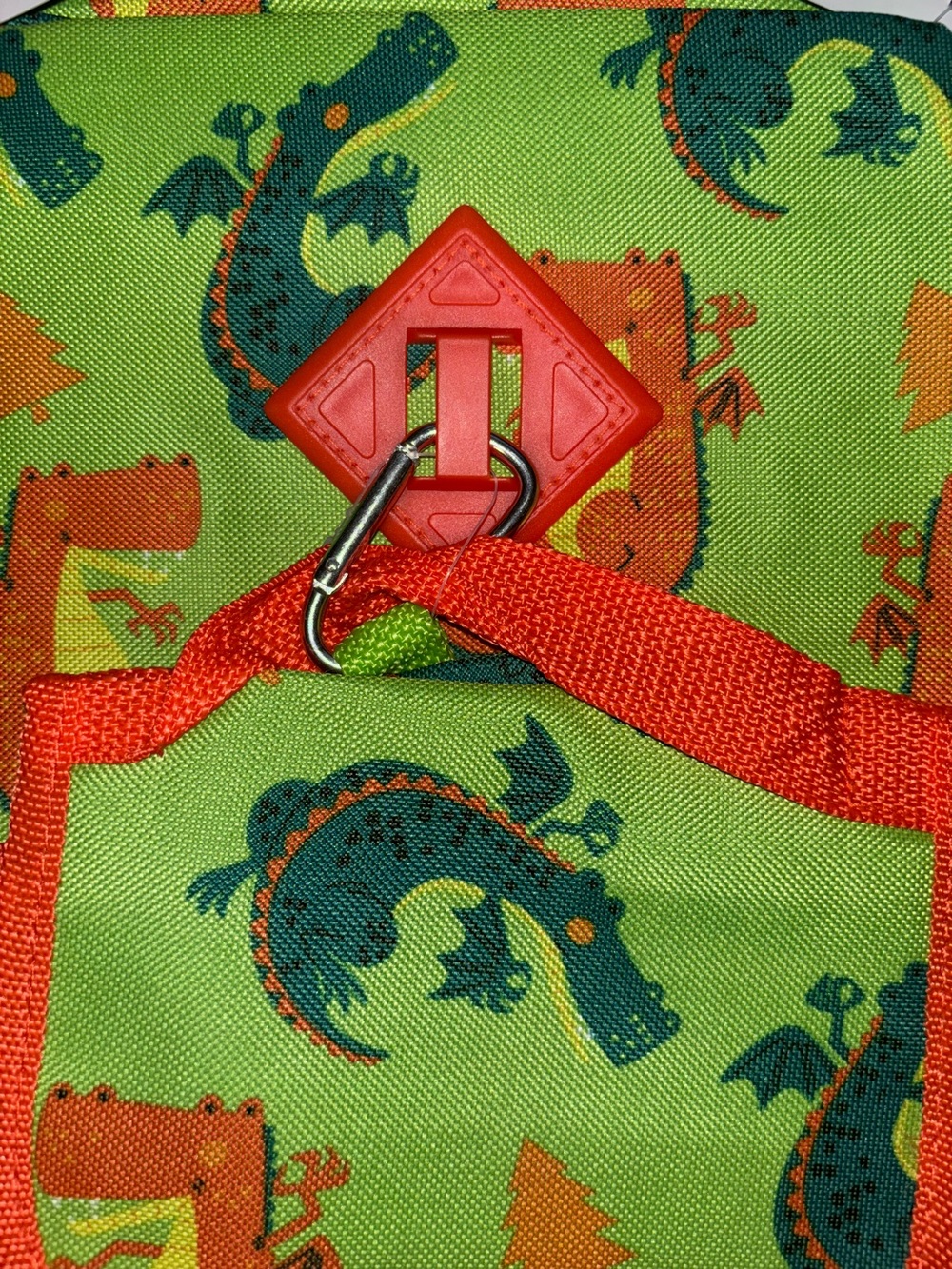5 Piece Kids Boys Backpack Bag Back to School Set - Green & Orange Dragon Print - Picture 11 of 16